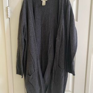 Women's Charcoal Gray Open Front Sweater